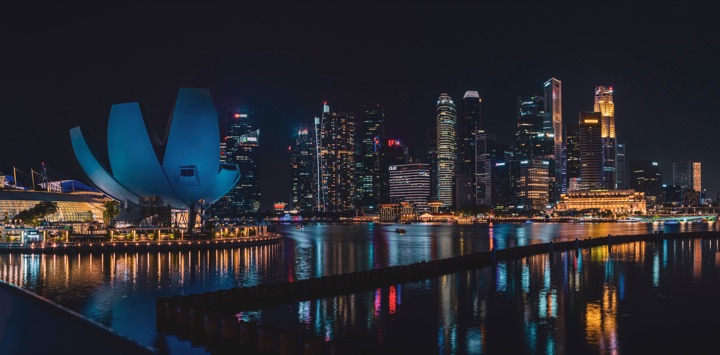 Panorama of the Singapore skyline at night